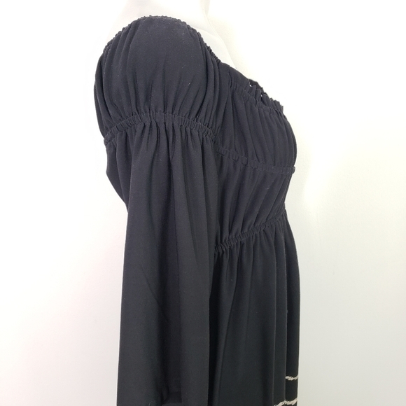 Tiana B black white stripe off the shoulder dress peasant - Picture 5 of 9